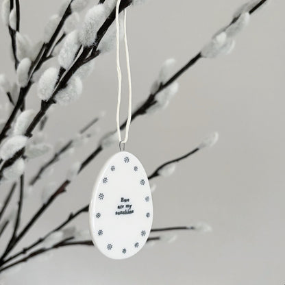 'Ewe Are My Sunshine" Porcelain Hanging Egg Decoration