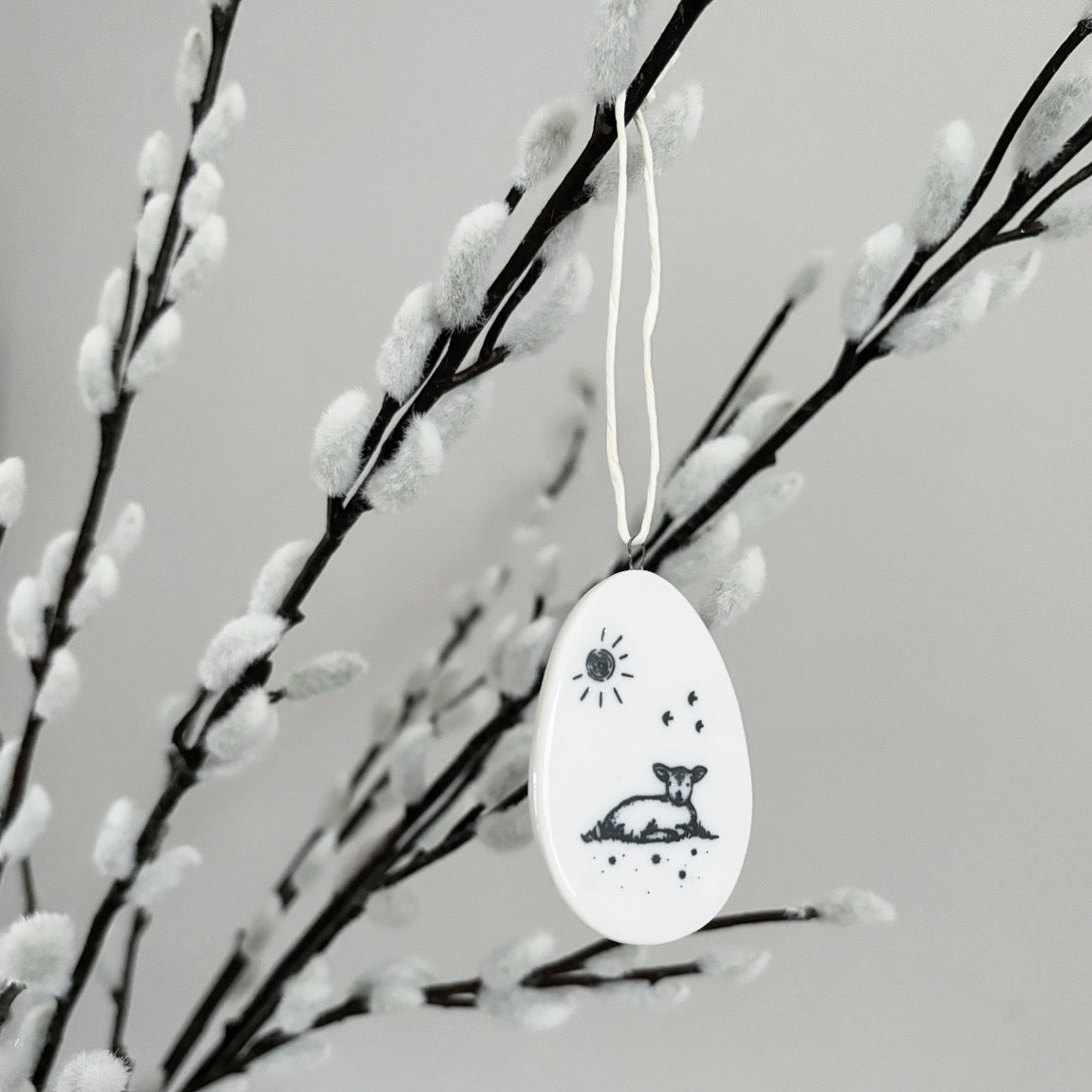 'Ewe Are My Sunshine" Porcelain Hanging Egg Decoration